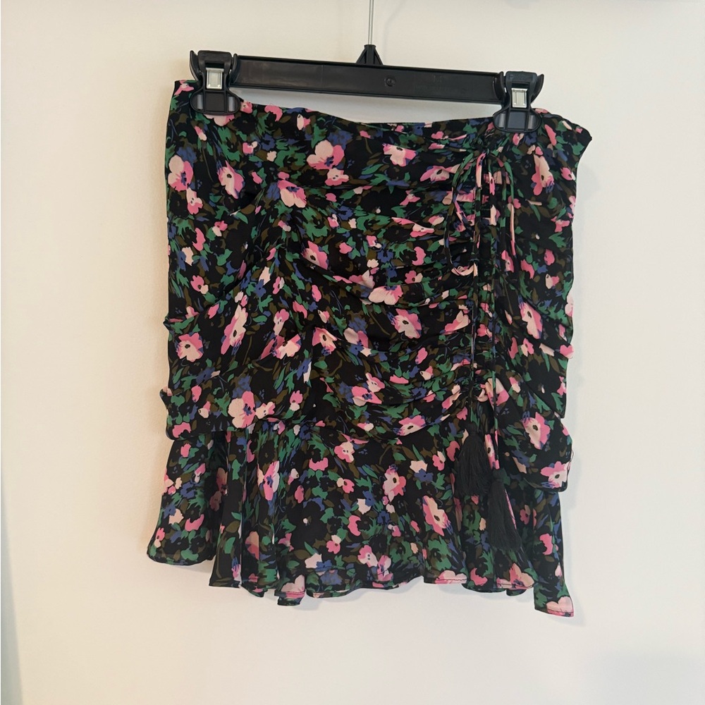 Veronica Beard Black Floral Ruched Mini Skirt size 2